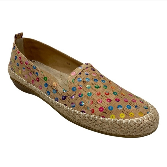 Vaneli Sport Niobe Tan Multicolored Cork Espadrille Flats 11 Wide Van Eli - Picture 3 of 8